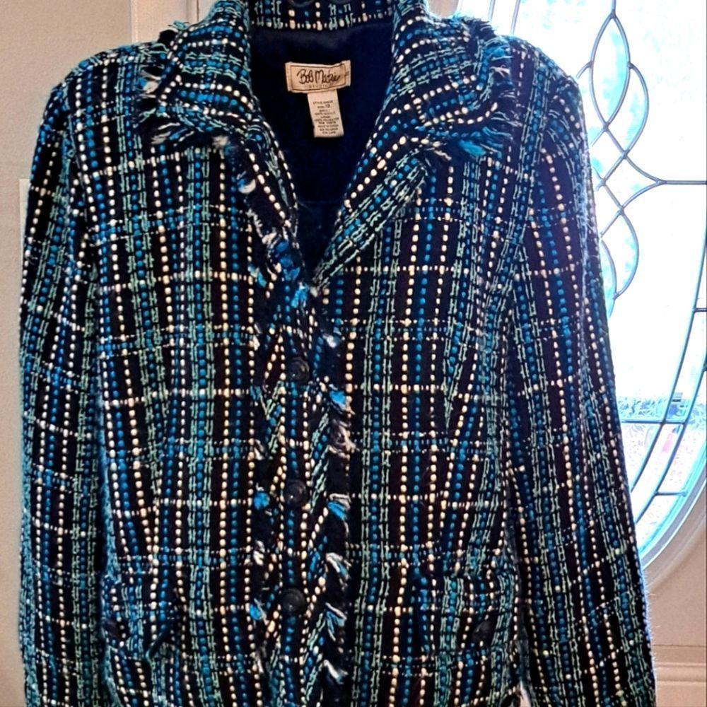 Bob Mackie Blue Plaid Blazer (B12)‎